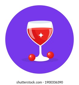 
Red wine in a glass, flat editable icon