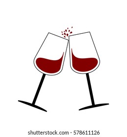 Red wine glass flat  on white background vector