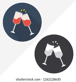 Red wine Glass flat vector icon. Illustration of black and white icons