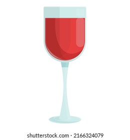 Red wine glass icon cartoon vector. Alcohol cocktail. Party drink
