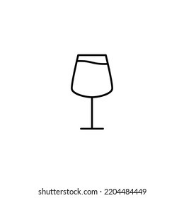 red wine glass icon with full filled with water on white background. simple, line, silhouette and clean style. black and white. suitable for symbol, sign, icon or logo