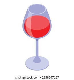 Red wine glass icon isometric vector. Grapes vine. Bar alcohol