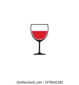 Red wine glass icon, vector isolated