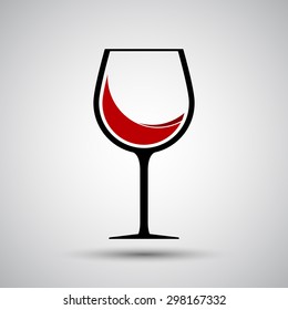 Red Wine In Glass Icon - Vector