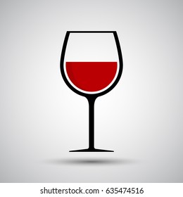 Red wine in glass icon - Vector