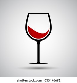 Red Wine In Glass Icon - Vector