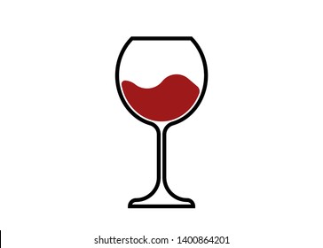 Red Wine Glass Icon, Wineglass Logo, Glassware Icon Vector Art Illustration Isolated Or White Background