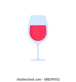 Red wine glass isolated on white background. Vector icon