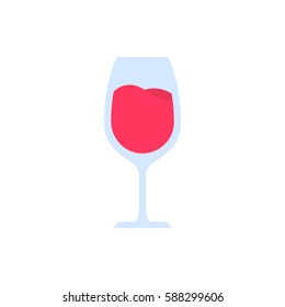 Red wine glass isolated on white background. Vector icon