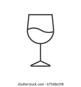 Red wine glass line icon.