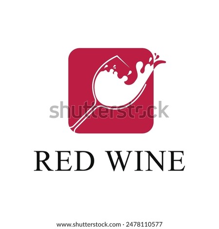 red wine glass logo design concept creative idea