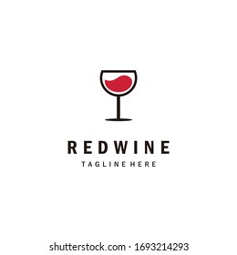 Red wine in glass minimalist logo icon vector ilustration 