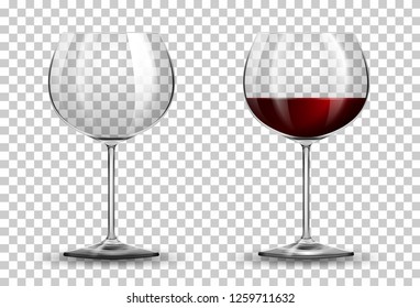 Red wine glass on transparent background illustration