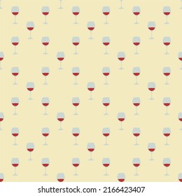 Red wine glass seamless pattern, great design for any purposes. Doodle style. Hand drawn image. Repeat template. Party drinks concept. Freehand drawing. Cartoon sketch graphic draft. Vector.

