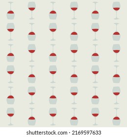 Red wine glass seamless pattern, great design for any purposes. Doodle style. Hand drawn image. Repeat template. Party drinks concept. Freehand drawing. Cartoon sketch graphic draft. Vector.
