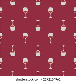 Red wine glass seamless pattern, great design for any purposes. Doodle style. Hand drawn image. Repeat template. Party drinks concept. Freehand drawing. Cartoon sketch graphic draft. Vector.
