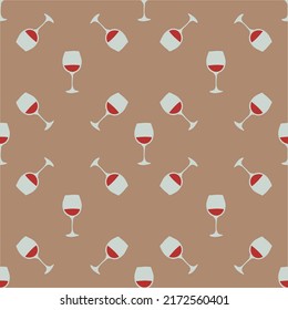 Red wine glass seamless pattern, great design for any purposes. Doodle style. Hand drawn image. Repeat template. Party drinks concept. Freehand drawing. Cartoon sketch graphic draft. Vector.
