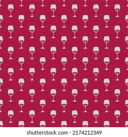 Red wine glass seamless pattern, great design for any purposes. Doodle style. Hand drawn image. Repeat template. Party drinks concept. Freehand drawing. Cartoon sketch graphic draft. Vector.
