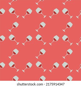 Red wine glass seamless pattern, great design for any purposes. Doodle style. Hand drawn image. Repeat template. Party drinks concept. Freehand drawing. Cartoon sketch graphic draft. Vector.
