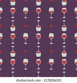 Vidrio rojo sin fisuras, gran diseño para cualquier propósito. Estilo Doodle. Imagen dibujada a mano. Repetir plantilla. El concepto de las bebidas de fiesta. Dibujo a mano libre. Borrador gráfico de dibujos animados. Vector.
