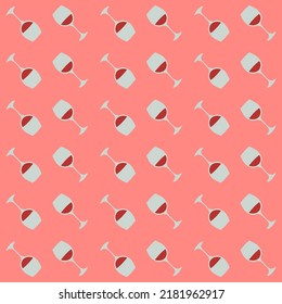 Red wine glass seamless pattern, great design for any purposes. Doodle style. Hand drawn image. Repeat template. Party drinks concept. Freehand drawing. Cartoon sketch graphic draft. Vector.
