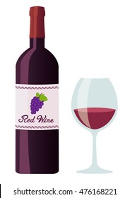 Red wine and wine glass set