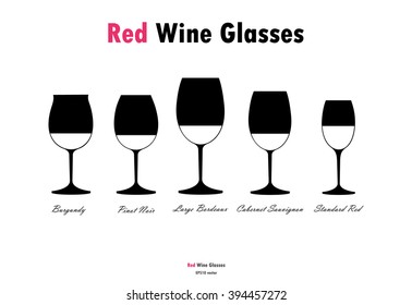 Red wine glass silhouettes vector black white on white  background