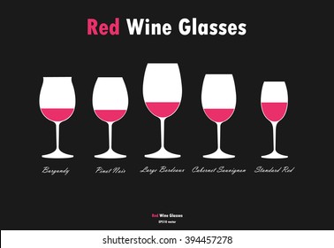 Red wine glass silhouettes vector on black background