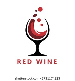Rotes Weinglas mit Spritzer einzeln auf weißem Hintergrund Symbol