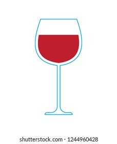 Red wine glass. Vector illustration