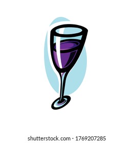 Ilustración vectorial de vidrio de vino rojo aislada sobre fondo blanco en EPS10