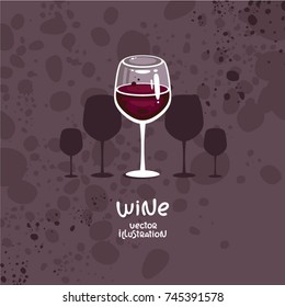 Red wine glass vector illustration. Wine bar logo template, design for wine tasting invitation and wine menu.
