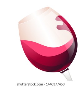 Red Wine in Glass Vectoral Illustration. Flat Design. White Background Isolated