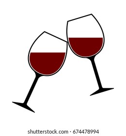 Red Wine Glasses Clink Vector Isolated, Cheers