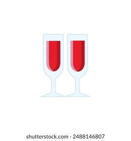 Red wine glasses icon isolated on white