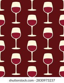 red wine glasses seamless pattern, great for textiles, packaging, wallpaper, stationery, menus and hospitality designs - vector illustration
