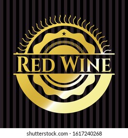 Red Wine gold shiny emblem. Vector Illustration. Detailed.