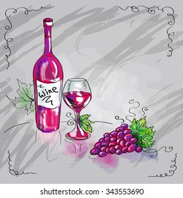 Red Wine. Grapes.