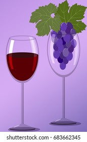 Red wine and grapes in glasses