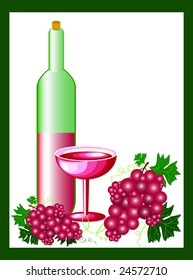 Red wine and grapes - vector illustration