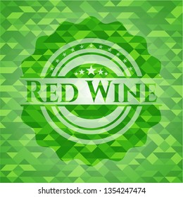 Red Wine green emblem with mosaic ecological style background