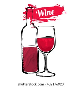 Red Wine Hand Drawn Vector illustration