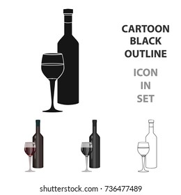 Red wine icon in cartoon style isolated on white background. Greece symbol stock vector illustration.
