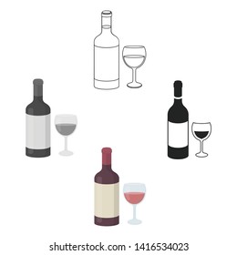 Red wine icon in cartoon,black style isolated on white background. Alcohol symbol stock vector illustration.
