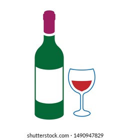 Red wine icon in colour style isolated on white background. Alcohol symbol stock vector illustration.
