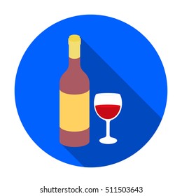 Red wine icon in flat style isolated on white background. Alcohol symbol stock vector illustration.
