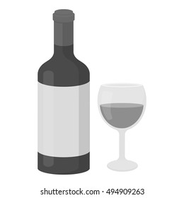 Red wine icon in monochrome style isolated on white background. Alcohol symbol stock vector illustration.
