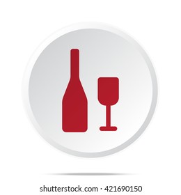 Red Wine icon on white web button