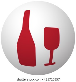 Red Wine icon on white ball