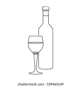 Red wine icon in outline style isolated on white background. Greece symbol stock vector illustration.